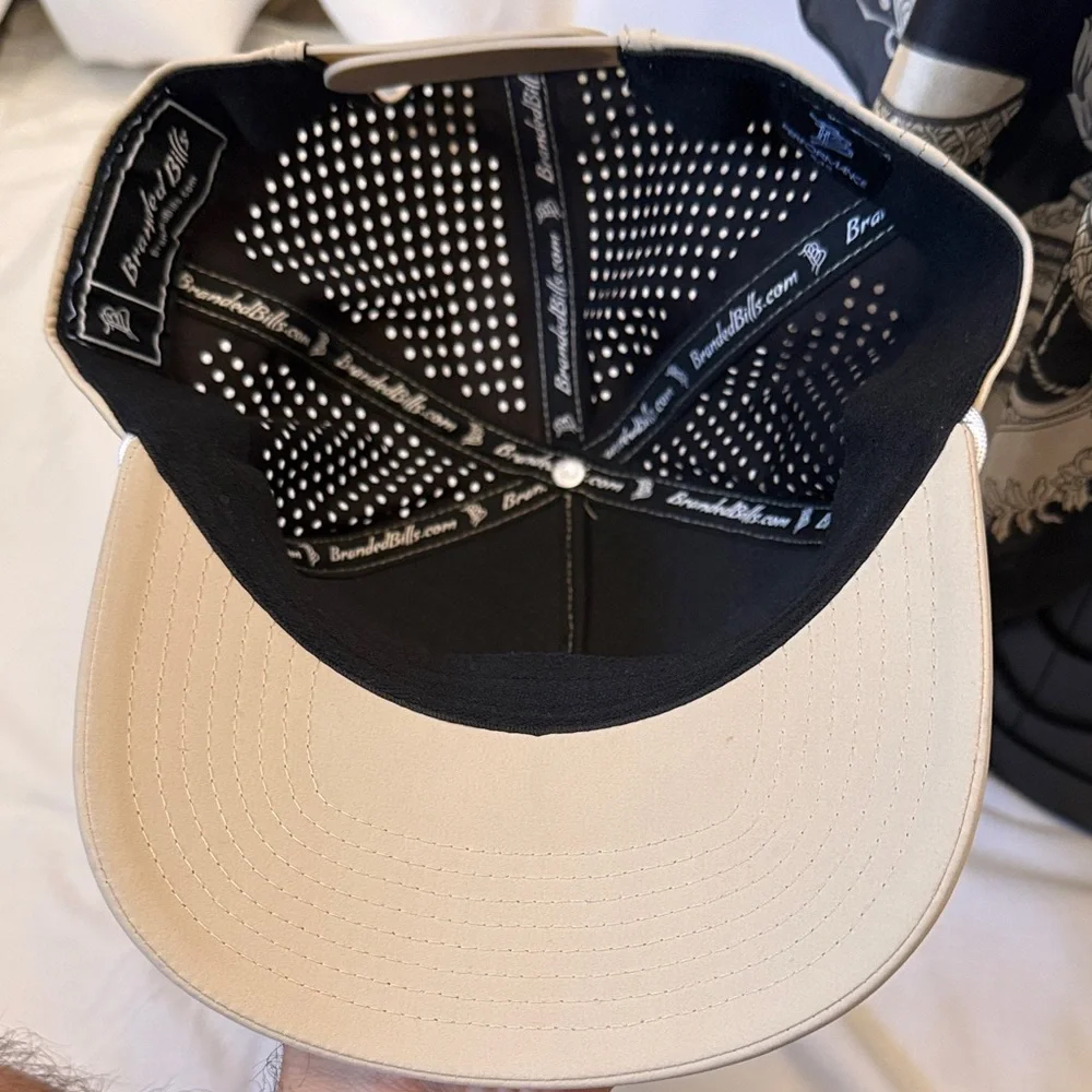 Tan golf nut cap by branded bills with Cartoon Golfer Design